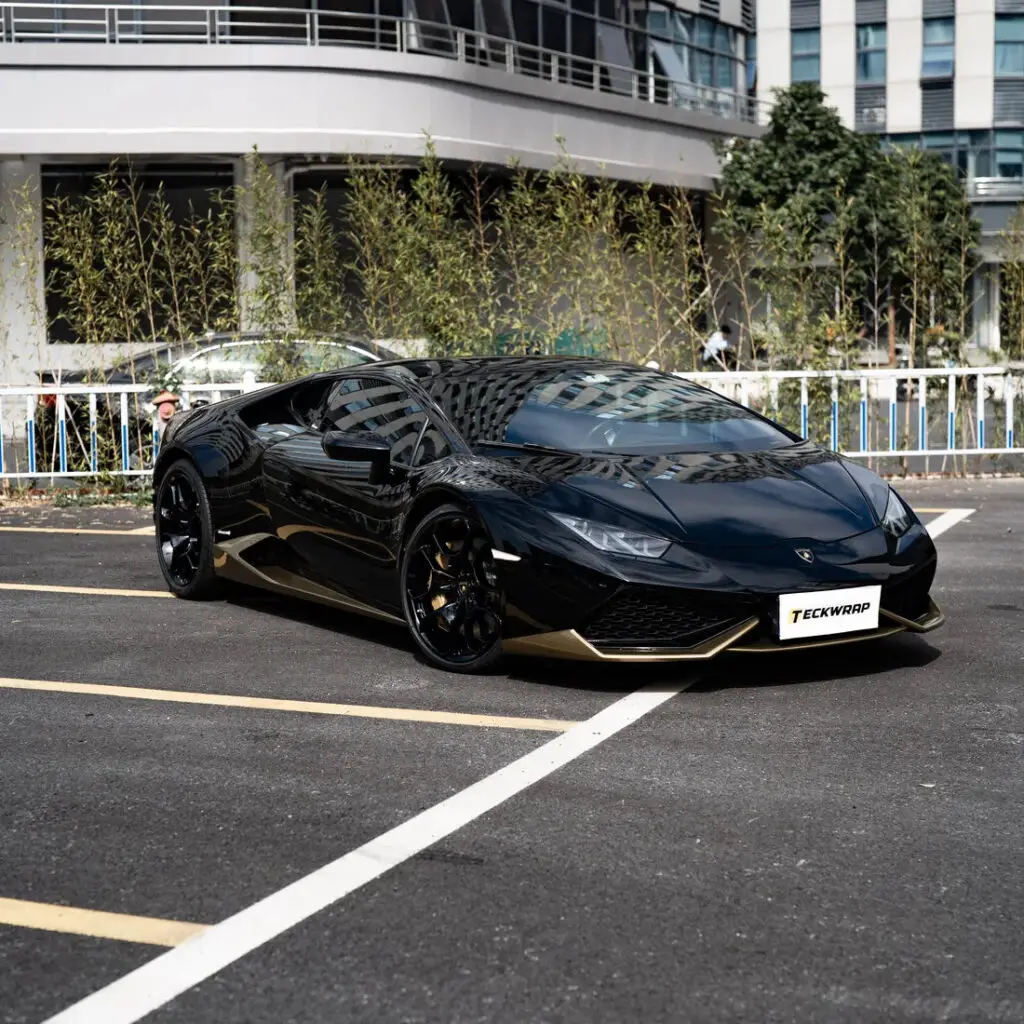 TeckWrap Gloss True Black Color PPF on a Lamborghini